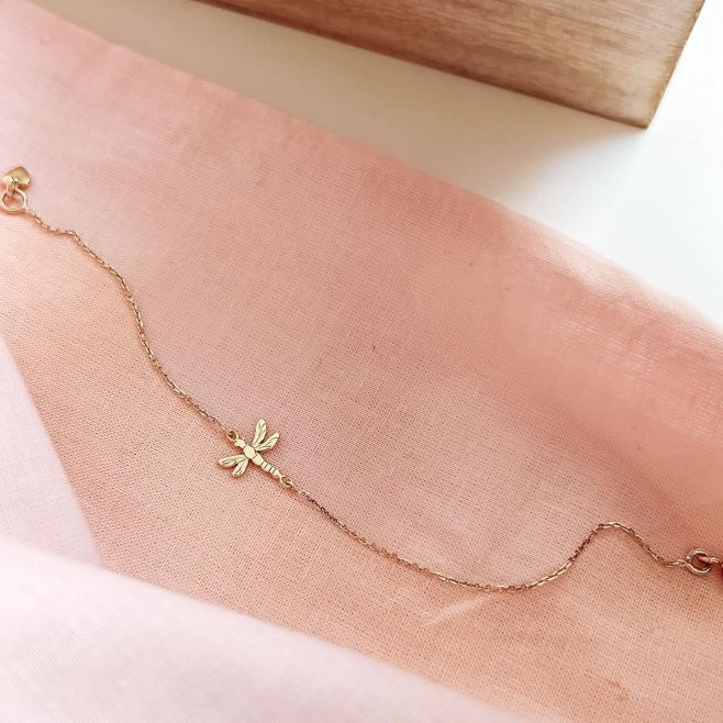 Náramek Vážka | žluté zlato 585 Šperk na přání s drobnou vážkou....